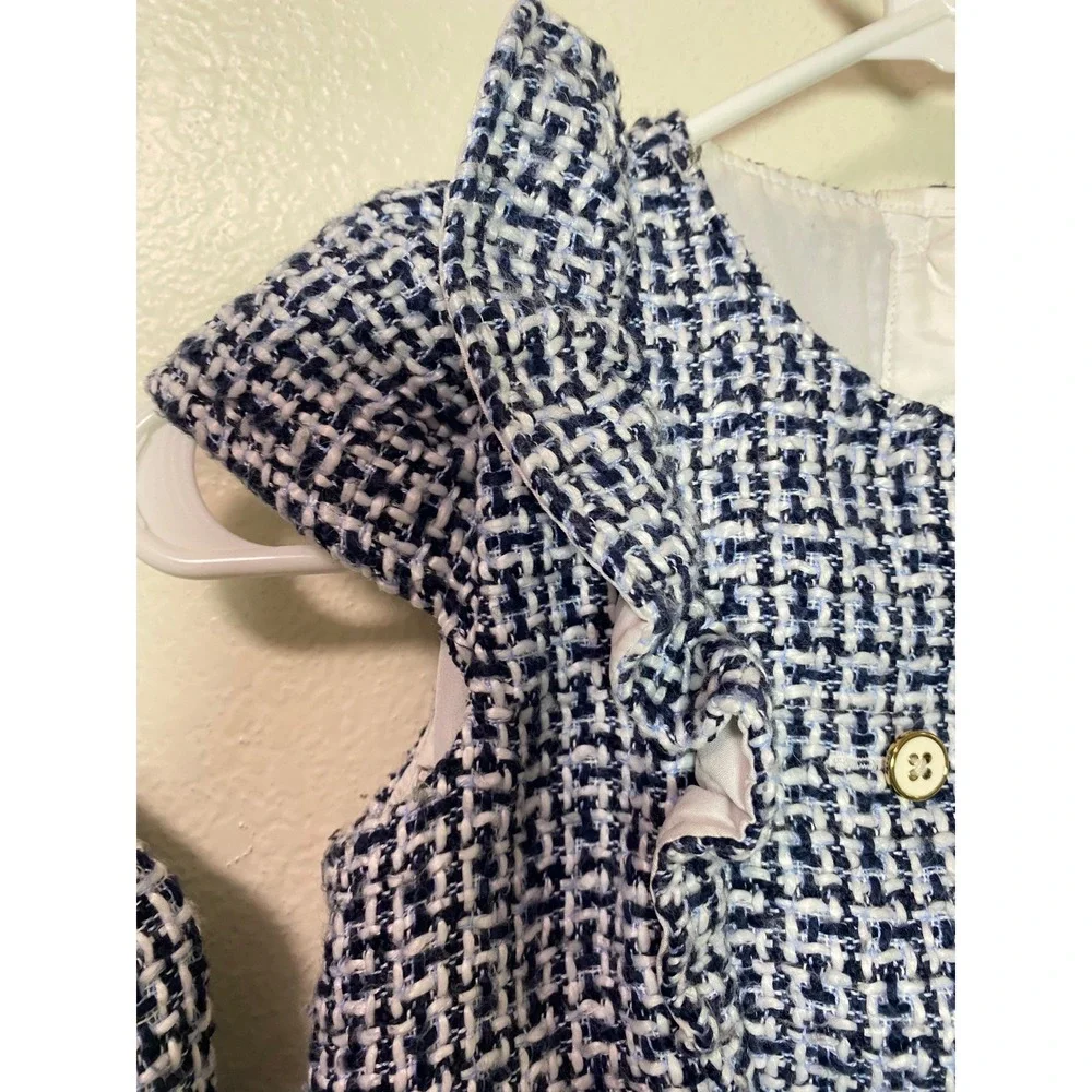Janie and Jack Kids Navy White Tweed Dress and Matching Jacket Set Size 7 Preppy